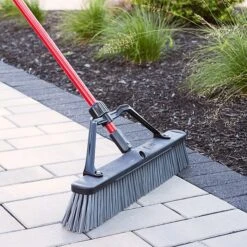 Libman Commercial 24" Rough Surface Heavy-Duty Push Broom, Gray Bristles, 3/Carton (825)