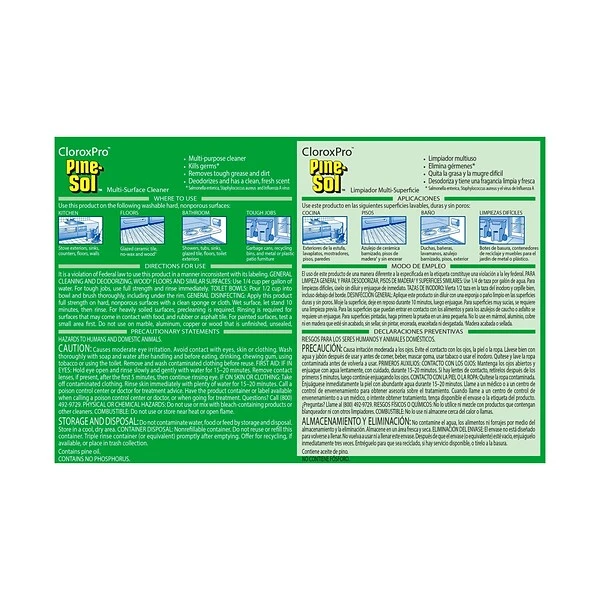 CloroxPro™ Pine-Sol® Disinfectant Multi-Surface Cleaner, Original Pine, 60 Ounces Each (Pack Of 6) (41773) (Package May Vary) 8 CloroxPro™ Pine-Sol® Disinfectant Multi-Surface Cleaner, Original Pine, 60 Ounces Each (Pack Of 6) (41773) (Package May Vary) - Image 8