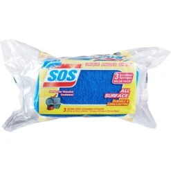 S.O.S® All Surface Scrubber Sponge, 3 Sponges/Pack, 8 Packs/Case (91028)