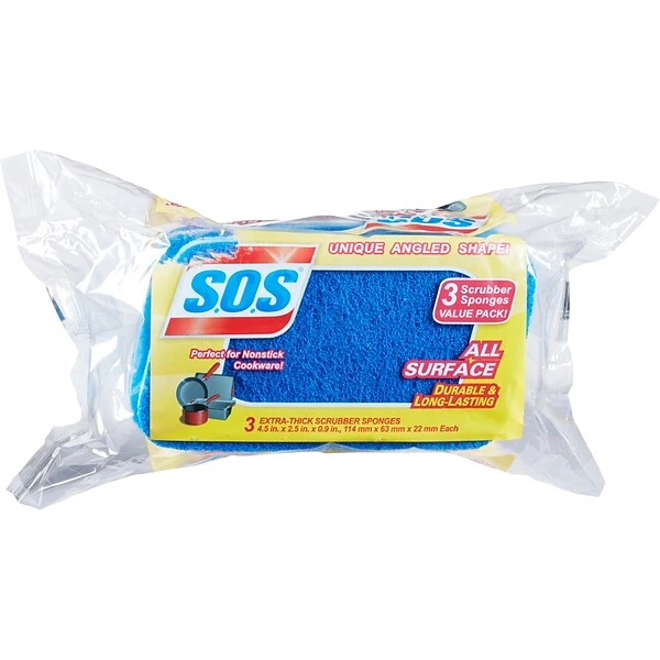 S.O.S® All Surface Scrubber Sponge, 3 Sponges/Pack, 8 Packs/Case (91028) 1 S.O.S® All Surface Scrubber Sponge, 3 Sponges/Pack, 8 Packs/Case (91028)