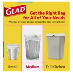 Glad® Medium Quick-Tie Trash Bags - OdorShield® 8 Gallon White Trash Bag, Febreze Fresh Clean - 26 Count Each (78815)