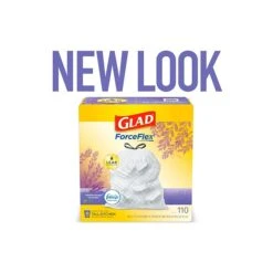 Glad ForceFlex Tall Kitchen Drawstring White Trash Bags, 13 Gallon, Mediterranean Lavender Scent, 110 Bags/Box (79157)