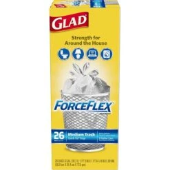 Glad Forceflex 8 Gallon Trash Bags, White, 26 Bags/Box (70403) -Kleenex Shop sp103681164 s7