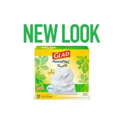 Glad® ForceFlex Tall Kitchen Drawstring Trash Bags, 13 Gallon, Gain Original Scent, White, 80 Count (32483)