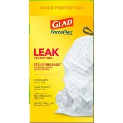Glad® ForceFlex Tall Kitchen Drawstring Trash Bags, 13 Gallon, Gain Original Scent, White, 80 Count (32483) -Kleenex Shop sp103681276 s7