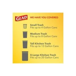 Glad® ForceFlex Tall Kitchen Drawstring Trash Bags, 13 Gallon, Gain Original Scent, White, 80 Count (32483) -Kleenex Shop sp103681344 s7