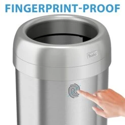 Halo Stainless Steel Round Open Top Trash Can With Dual AbsorbX Odor Control System, Silver, Silver, 13 Gal. (OT13STR) -Kleenex Shop sp105089455 s7