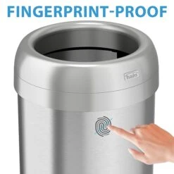 Halo Stainless Steel Round Open Top Trash Can With Dual AbsorbX Odor Control System, Silver, 16 Gal. (OT16STR) -Kleenex Shop sp105089571 s7