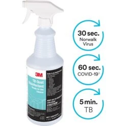 3M TB Quat Disinfectant Ready-To-Use Cleaner, Lemon, 32 Oz., 12/Carton (7100034339)