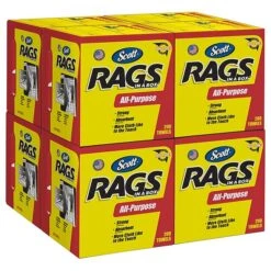 Scott Rags In A Box Fabric Wipers, White, 200 Wipers/Box, 8 Boxes/Carton (75260)