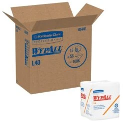 WypAll L40 Cellulose Wipers, White, 56 Wipes/Pack, 18 Packs/Carton (05701)