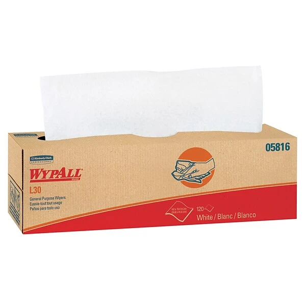 WypAll L30 DRC Wipers, White, 120 Sheets/Box, 6 Boxes/Pack (05816) 1 WypAll L30 DRC Wipers, White, 120 Sheets/Box, 6 Boxes/Pack (05816)