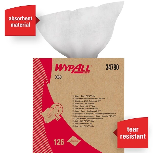 WypAll X60 Hydroknit Wipers, White, 126 Wipes/Box (34790) 1 WypAll X60 Hydroknit Wipers, White, 126 Wipes/Box (34790)