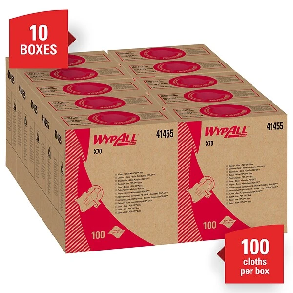 WypAll X70 Multifold Paper Towels, 1-Ply, 100 Sheets/Box, 10 Boxes/Carton (41455) 1 WypAll X70 Multifold Paper Towels, 1-Ply, 100 Sheets/Box, 10 Boxes/Carton (41455)