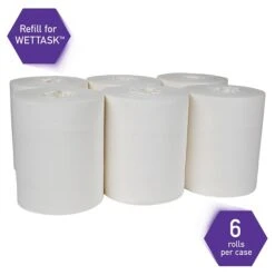Kimtech WetTask Polypropylene Wipers, White, 90/Roll, 6 Rolls/Carton (06471)