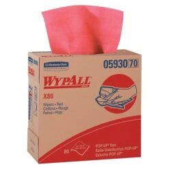 WYPALL X80 Shop Towel Replacement Wiper, Red, POP-UP Box, 9-1/10"x16-4/5", 80/Box, 5 Box/Carton