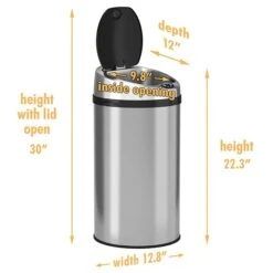 ITouchless Stainless Steel Round Sensor Trash Can With AbsorbX Odor Control System, 8 Gal., Silver (IT08RCB) 9 ITouchless Stainless Steel Round Sensor Trash Can With AbsorbX Odor Control System, 8 Gal., Silver (IT08RCB) -Kleenex Shop sp112220780 s7