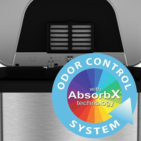 Halo TapCan Stainless Steel Rectangular Pedal Sensor Trash Can With AbsorbX Odor Control System, Black Trim, 13 Gal. (TC13SB) 2 Halo TapCan Stainless Steel Rectangular Pedal Sensor Trash Can With AbsorbX Odor Control System, Black Trim, 13 Gal. (TC13SB) - Image 2