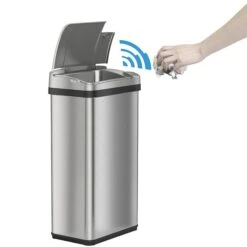 ITouchless Stainless Steel Bathroom Sensor Trash Can With AbsorbX Odor Control System And Fragrance, Silver, 4 Gal. (MT04SS)