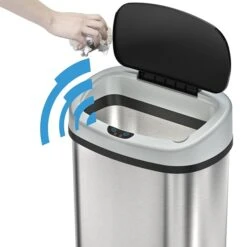 ITouchless SensorCan Stainless Steel Sensor Trash Can With AbsorbX Odor Control System, Silver, 13 Gal. (ITOS13B)