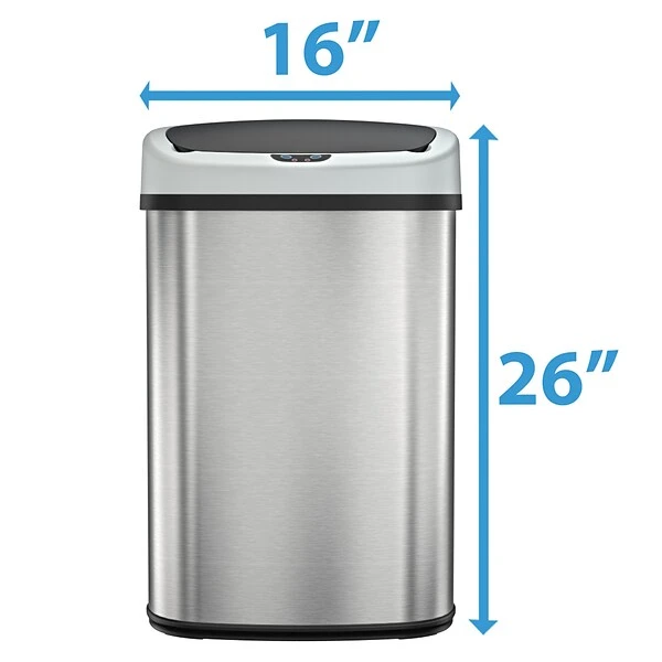 ITouchless SensorCan Stainless Steel Sensor Trash Can With AbsorbX Odor Control System, Silver, 13 Gal. (ITOS13B) 5 ITouchless SensorCan Stainless Steel Sensor Trash Can With AbsorbX Odor Control System, Silver, 13 Gal. (ITOS13B) - Image 5