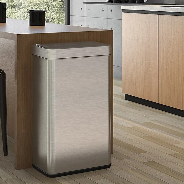 ITouchless Stainless Steel Wings Open Lid Sensor Trash Can With AbsorbX Odor Control, Silver, 18 Gal. (WS18RSL) 2 ITouchless Stainless Steel Wings Open Lid Sensor Trash Can With AbsorbX Odor Control, Silver, 18 Gal. (WS18RSL) - Image 2