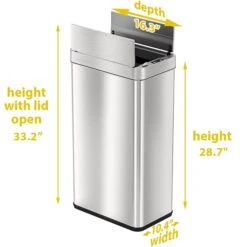ITouchless Stainless Steel Wings Open Lid Sensor Trash Can With AbsorbX Odor Control, Silver, 18 Gal. (WS18RSL) 9 ITouchless Stainless Steel Wings Open Lid Sensor Trash Can With AbsorbX Odor Control, Silver, 18 Gal. (WS18RSL) -Kleenex Shop sp112221090 s7