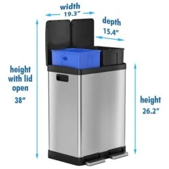 ITouchless SoftStep Stainless Steel Step Trash Can And Recycle Bin With Odor Filter, 16 Gal., Silver (PC60RSS) -Kleenex Shop sp113422289 s7