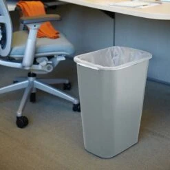 Rubbermaid Indoor Trash Can W/ No Lid, Gray Plastic, 10.25 Gal. (FG295700GRAY)