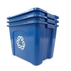 Rubbermaid Commercial Products Plastic Recycling Bin, 14 Gallon, Blue (FG571473BLUE)
