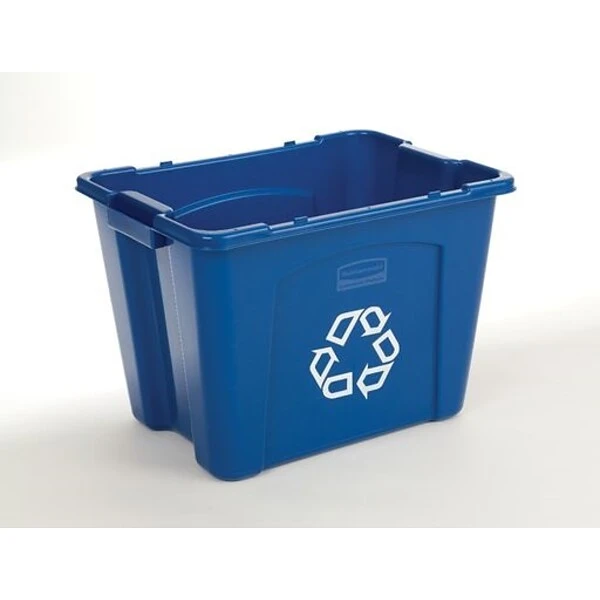 Rubbermaid Commercial Products Plastic Recycling Bin, 14 Gallon, Blue (FG571473BLUE) 2 Rubbermaid Commercial Products Plastic Recycling Bin, 14 Gallon, Blue (FG571473BLUE) - Image 2