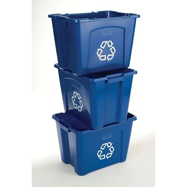 Rubbermaid Commercial Products Plastic Recycling Bin, 14 Gallon, Blue (FG571473BLUE) 3 Rubbermaid Commercial Products Plastic Recycling Bin, 14 Gallon, Blue (FG571473BLUE) - Image 3