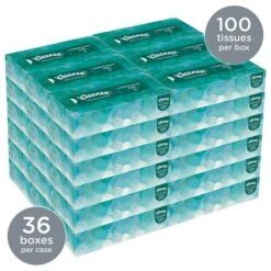 Kleenex Standard Facial Tissue, 2-Ply, White, 100 Sheets/Box, 36 Boxes/Pack (21400CT)