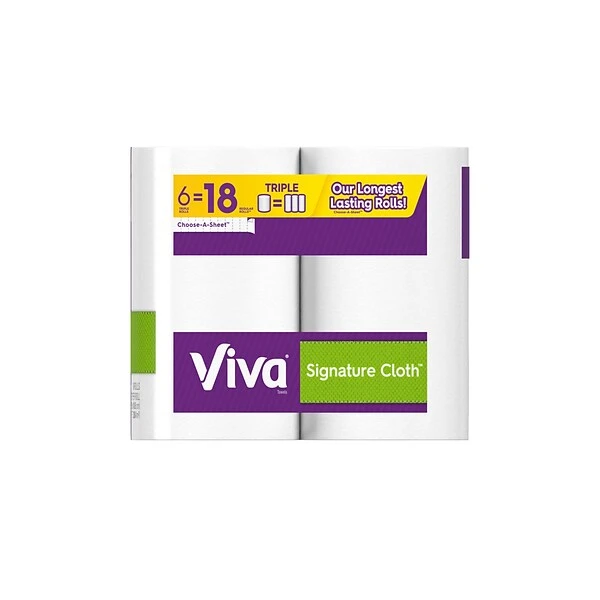 Viva Choose-A-Sheet Signature Cloth Kitchen Roll Paper Towels, 1-Ply, 156 Sheets/Roll, 6 Rolls/Pack (53353) 2 Viva Choose-A-Sheet Signature Cloth Kitchen Roll Paper Towels, 1-Ply, 156 Sheets/Roll, 6 Rolls/Pack (53353) - Image 2