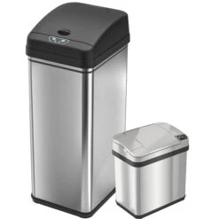 ITouchless Stainless Steel Sensor Trash Can Combo Pack, Silver, 13 Gal. And 2.5 Gal (CDZT1302SS)