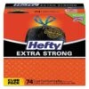 Hefty Ultra Strong 30 Gallon Tall Kitchen Trash Bags, 1.1 Mil, Black, 74 Bags/Box, 3 Boxes/Carton