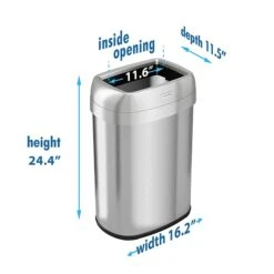 ITouchless Dual-Deodorizer Open-Top Stainless Steel Trash Can With No Lid, Brushed, 13 Gal. (OL13STV) -Kleenex Shop sp132773877 s7