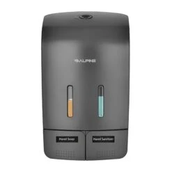 Alpine Industries Surface Mounted Double Soap & Hand Sanitizer Dispenser, 18.5 Oz Capacity, Gray (AL