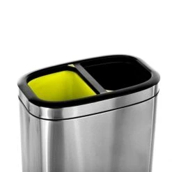 Alpine Industries Trash Can, 10.5 Gallon, Stainless Steel, Open Top, Dual Compartment (470-R-40L)
