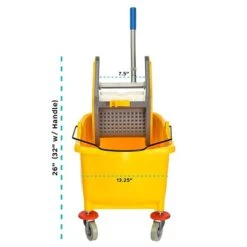 Alpine Industries 36 Qt. Mop Bucket With Down Press Wringer In Yellow 2 Pack