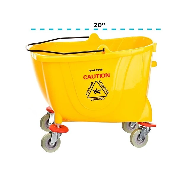 Alpine Industries 36 Qt. Mop Bucket With Down Press Wringer In Yellow 2 Pack 5 Alpine Industries 36 Qt. Mop Bucket With Down Press Wringer In Yellow 2 Pack - Image 5
