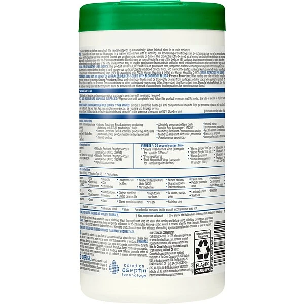 Clorox Healthcare Hydrogen Peroxide Cleaner Disinfectant Wipes, 95 Count Canister (30824) 5 Clorox Healthcare Hydrogen Peroxide Cleaner Disinfectant Wipes, 95 Count Canister (30824) - Image 5