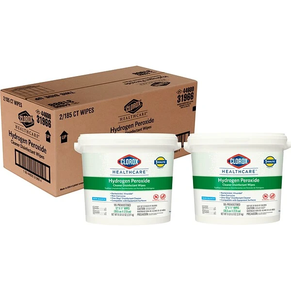 Clorox Healthcare Hydrogen Peroxide Cleaner Disinfectant Wipes, 185 Count, 2 Buckets/CT (30826) 5 Clorox Healthcare Hydrogen Peroxide Cleaner Disinfectant Wipes, 185 Count, 2 Buckets/CT (30826) - Image 5