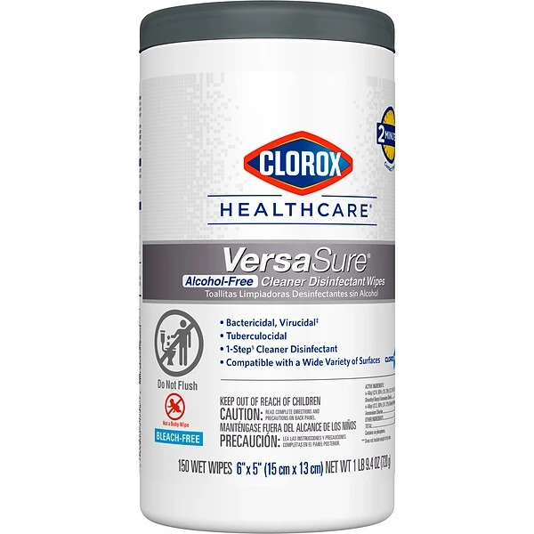 Clorox Healthcare VersaSure Cleaner Disinfectant Wipes, 150/Canister (31758) 2 Clorox Healthcare VersaSure Cleaner Disinfectant Wipes, 150/Canister (31758) - Image 2