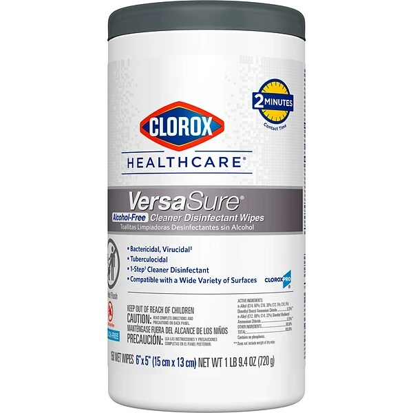 Clorox Healthcare VersaSure Cleaner Disinfectant Wipes, 150/Canister (31758) 3 Clorox Healthcare VersaSure Cleaner Disinfectant Wipes, 150/Canister (31758) - Image 3
