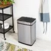 Honey-Can-Do Motion Sensor Steel Indoor Trash Can With Automatic Lid, 13.2 Gallon, Silver (TRS-08414)