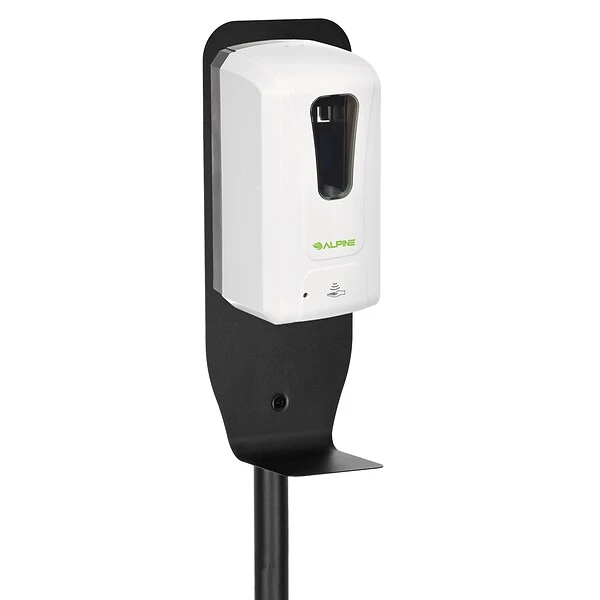 Alpine Industries Wall Mount Automatic Foam Hand Sanitizer And Soap Dispenser With Floor Stand, 40 Oz, White 1 Alpine Industries Wall Mount Automatic Foam Hand Sanitizer And Soap Dispenser With Floor Stand, 40 Oz, White