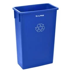 Alpine Industries Recycling Container With Paper Slotted Recycling Lid, Blue (477-R-BLU-PKG3)