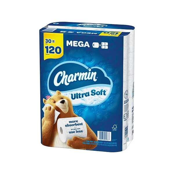 Charmin Ultra Soft 2-ply Standard Toilet Paper, White, 244 Sheets/Roll, 30 Rolls/Case (01537) 2 Charmin Ultra Soft 2-ply Standard Toilet Paper, White, 244 Sheets/Roll, 30 Rolls/Case (01537) - Image 2
