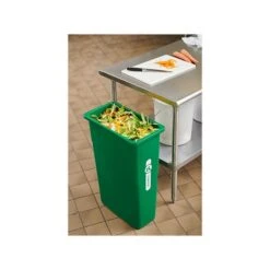 Rubbermaid Commercial Products Slim Jim Resin Trash Can, 23-Gallon, Compost Green (2060850)